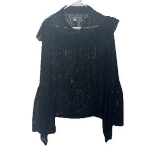 Killstar Black Lace Ruffled Long Sleeve Blouse Size XL